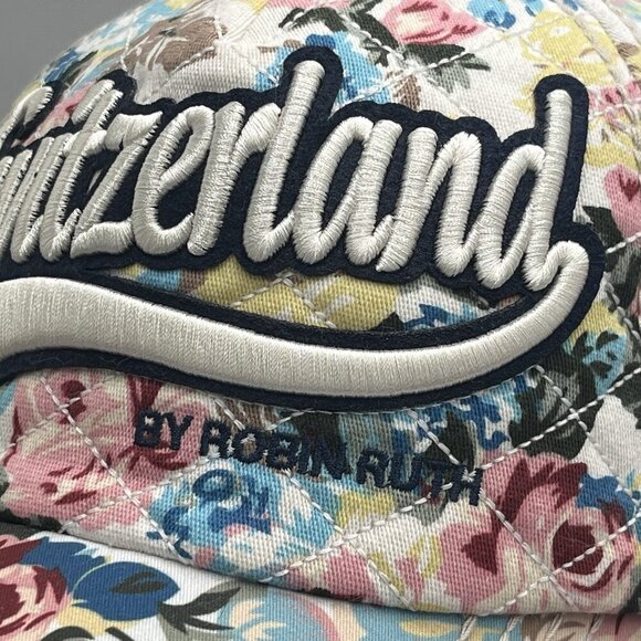 Robin Ruth Adult Floral Switzerland Hat Script Logo Thick Stitch Snap Back Cap - Picture 3 of 12